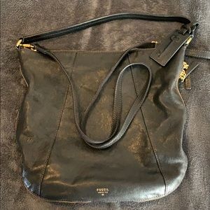 Fossil black leather cross body purse